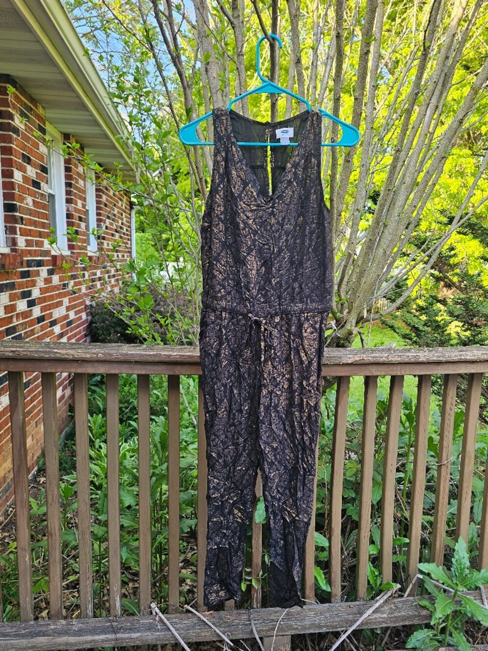 NWT Old Navy Damask Print Black Jumpsuit Size XS